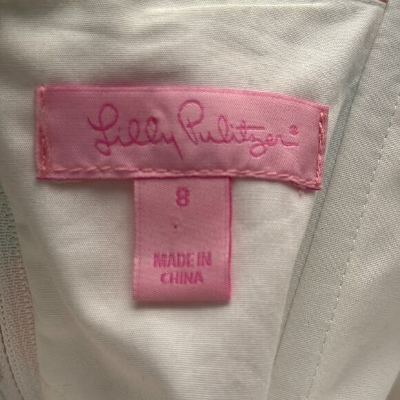 Lilly Pulitzer Richelle Strapless Dress Cotton Shorely Blue Mojo Size 8 L184 - Picture 9 of 11